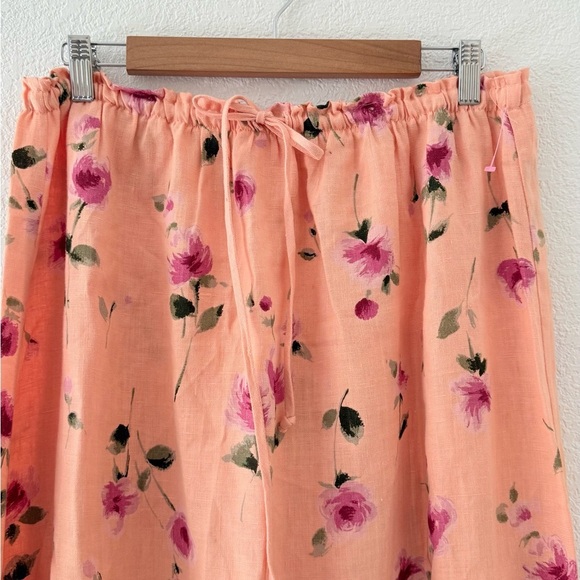 Industrie B. A-line Floral Peach Midi/Maxi Skirt with 100% Linen Size XL - Picture 3 of 9